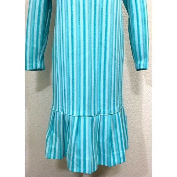 Handmade Vintage 80s Blue Long Sleeve Dress - Picture 5 of 6